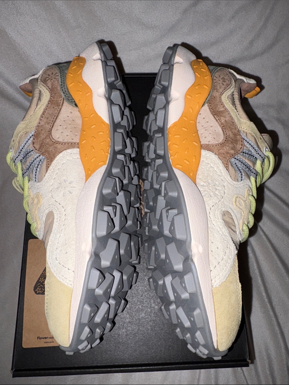 NWT Flower Mountain YAMANO 3 UNI Suede technical fabric sneakers - Beige-Yellow - Picture 14 of 16